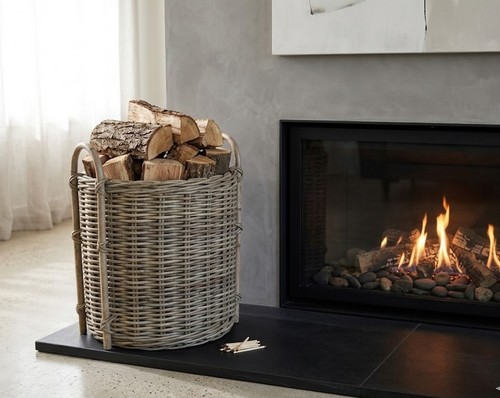 porta legna in vimini giunco cm 35x38 H con manici cm 45 H