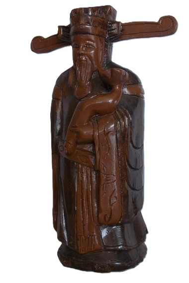 Scultura Artigianale "Lu Xing" – Dio della Prosperità e del Successo – Legno Massello