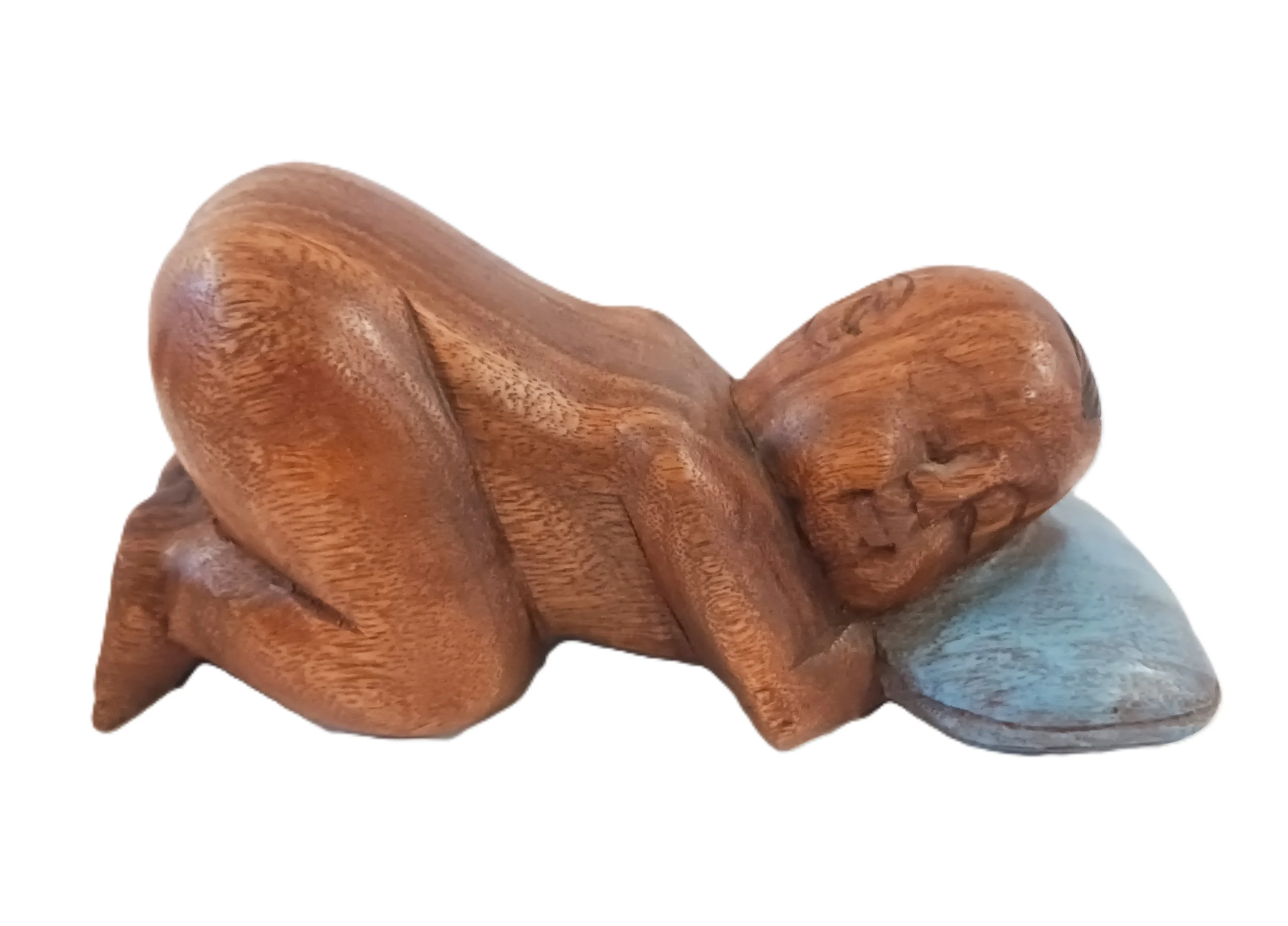 Soprammobile Legno "Dolce Sonno" – Bambino addormentato su cuscino Cm 23x10x10 H