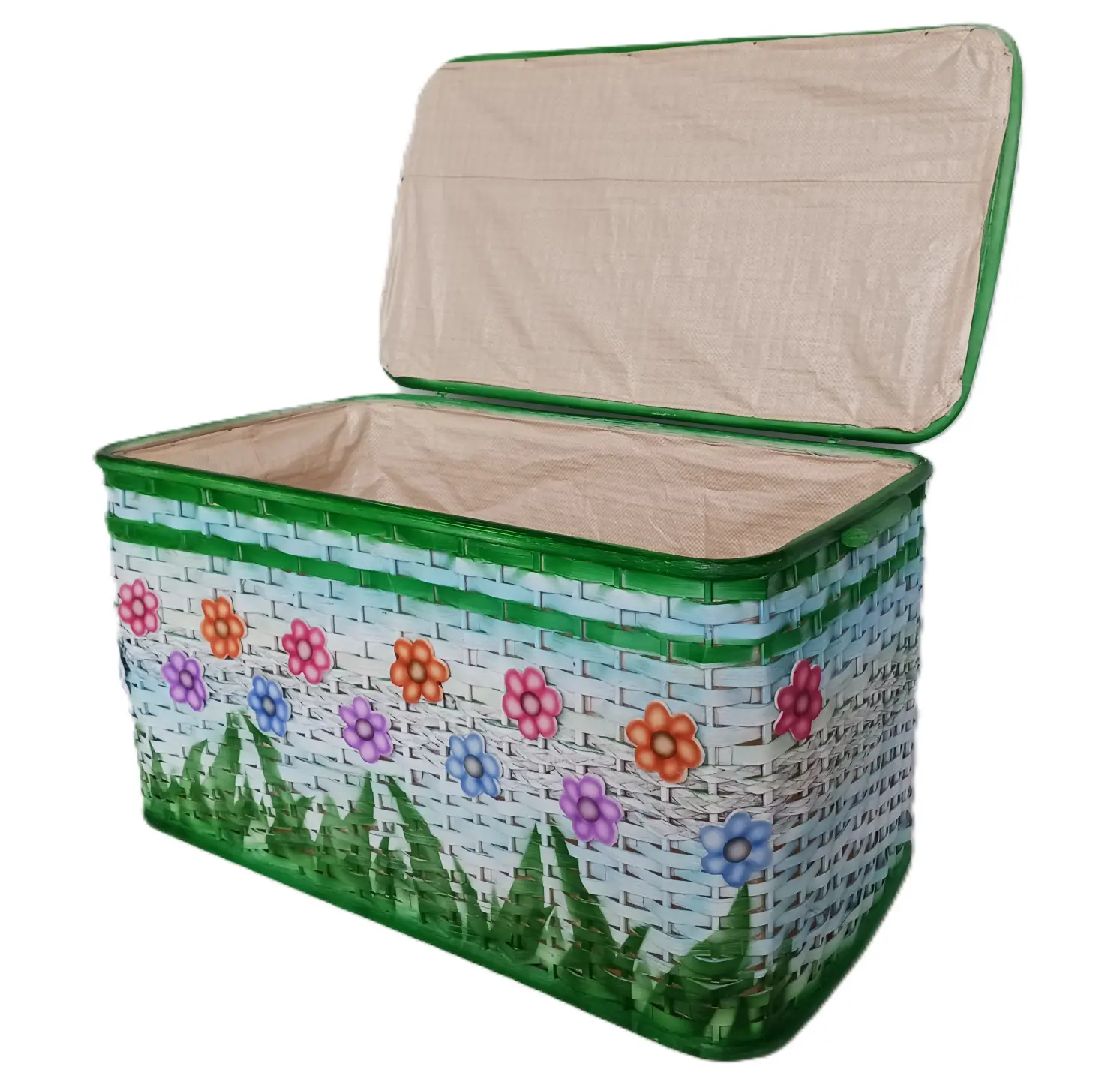 Baule Multiuso in Rattan Naturale – Porta Biancheria e Porta Giochi Cm 72x39x40 H