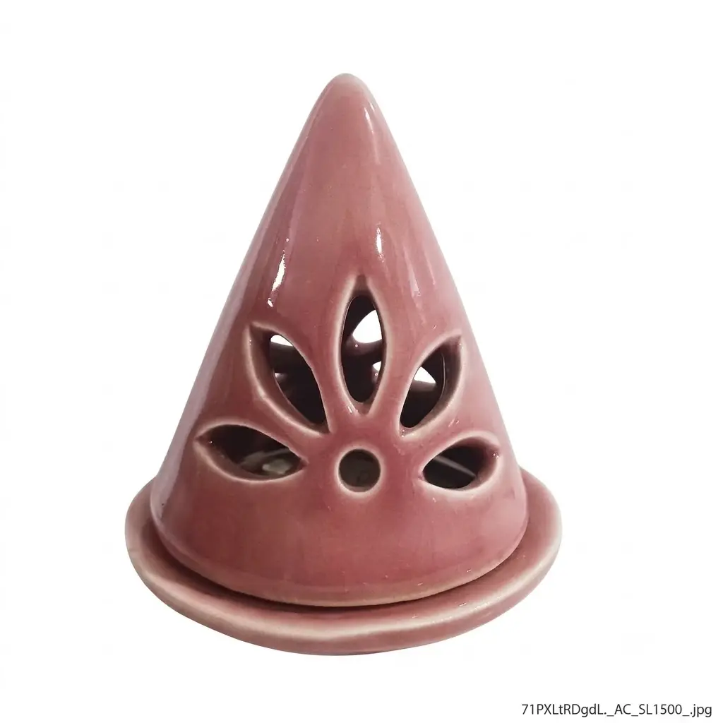Bruciatore per Incenso a Cono in Terracotta Rosa Antico – Home Decor (10x8 cm)
