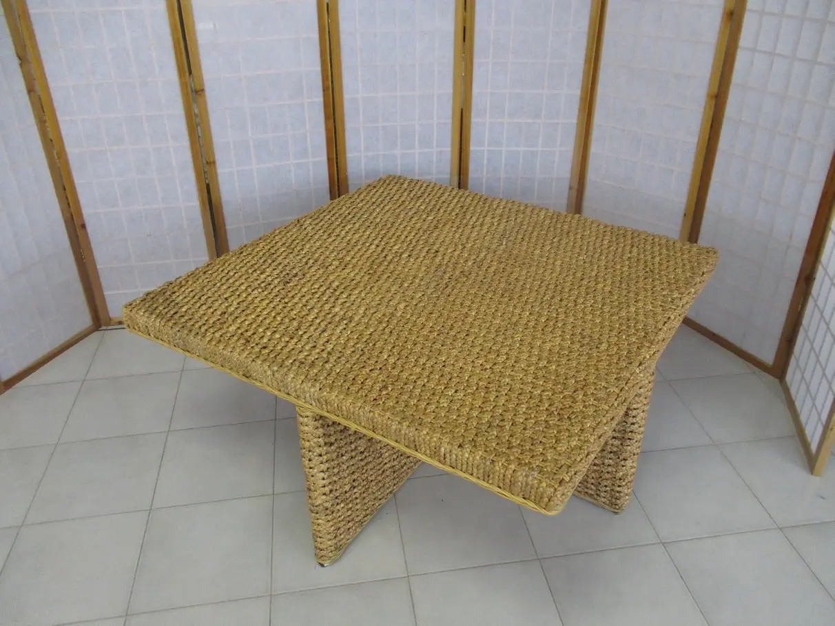 Tavolo da Tè Quadrato 110x110 cm in Intreccio di Banano Naturale – Alt. 45 cm - 5