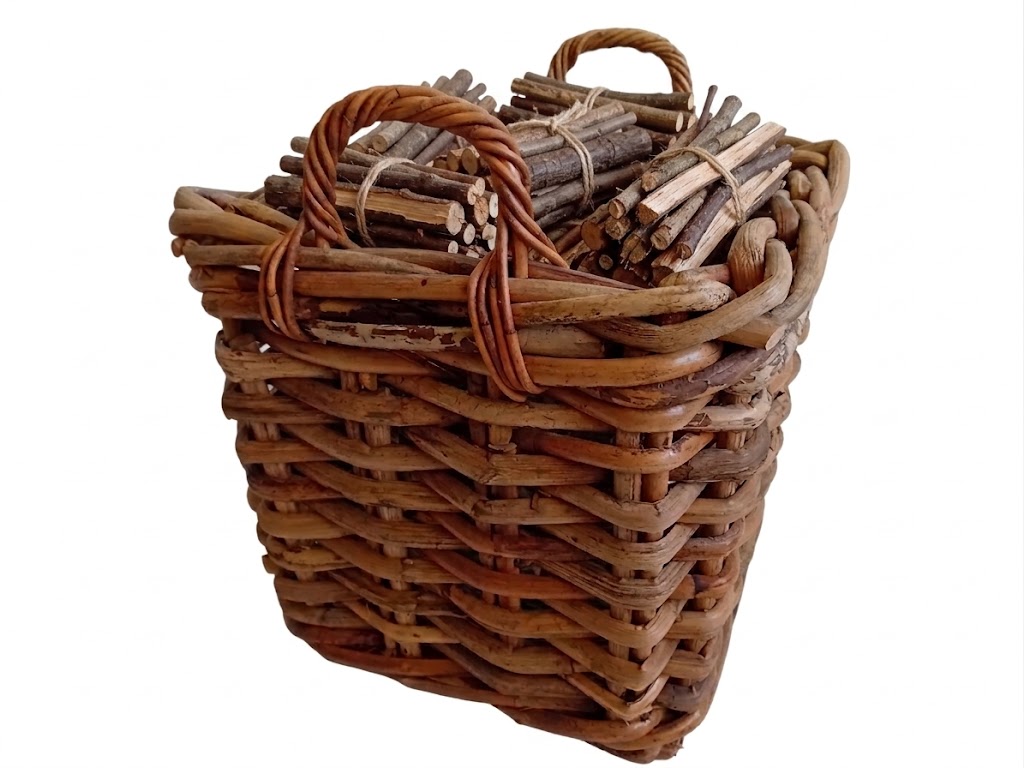cesto porta legna in vimini quadrato cm 40x40x40 H con manici cm 50