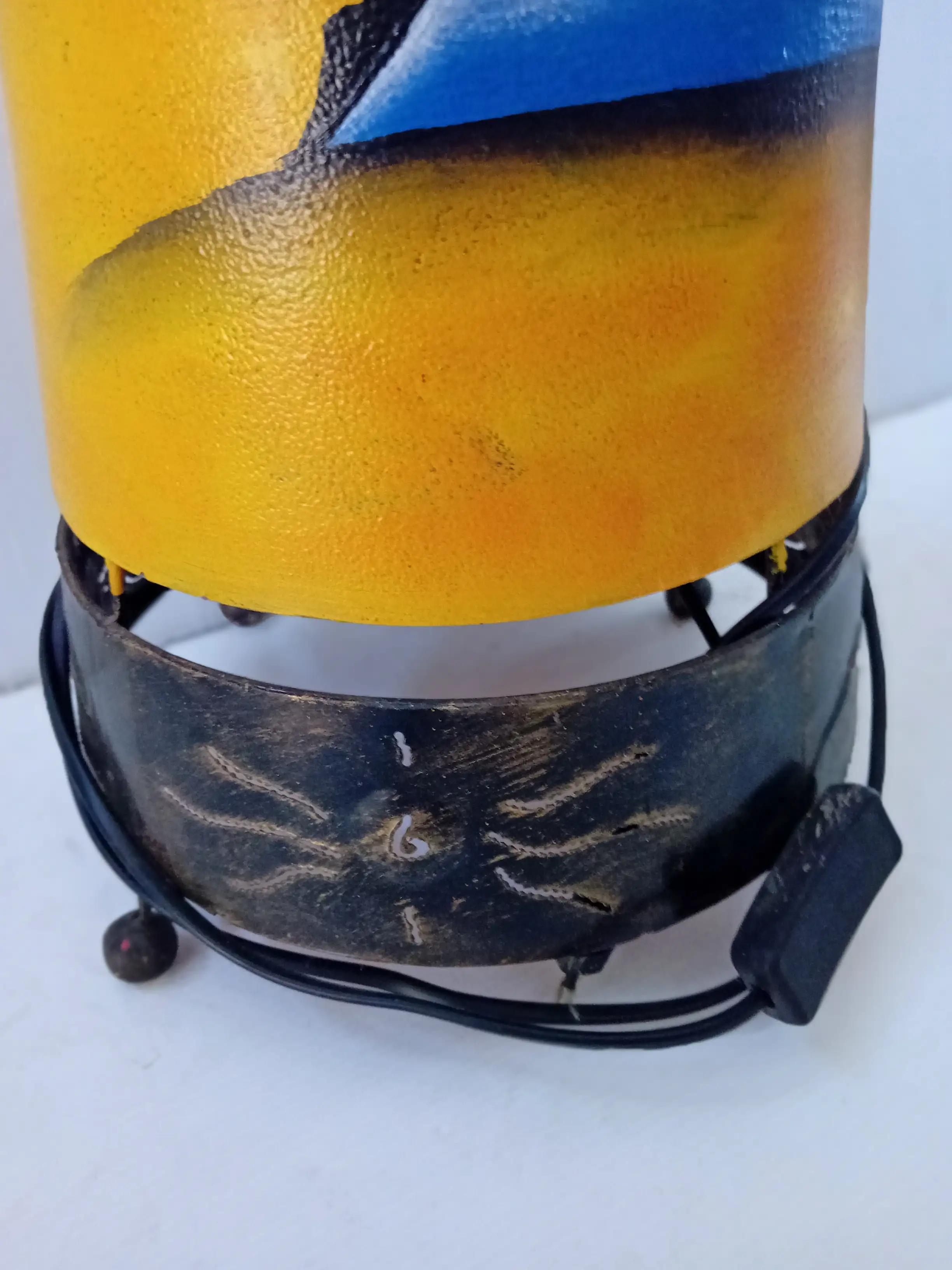Lampada Etnica da Terra in Metallo e Pelle H96 cm - 3