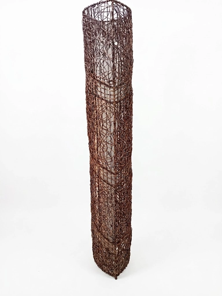 Lampada da Terra a Colonna in Rattan Intrecciato a 2 Luci | Design Boho-Chic CM 200 H - 3