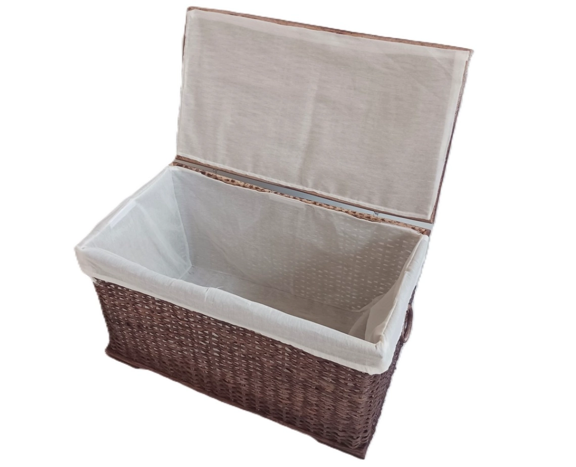 Baule Porta Biancheria in Rattan Noce Cm 69x39x39 H - 4