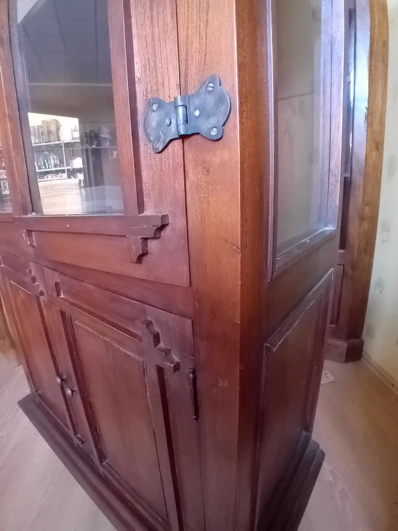 Vetrina 2 Ante in Legno Massello con Vetri Laterali cm 86x42x161h - 5