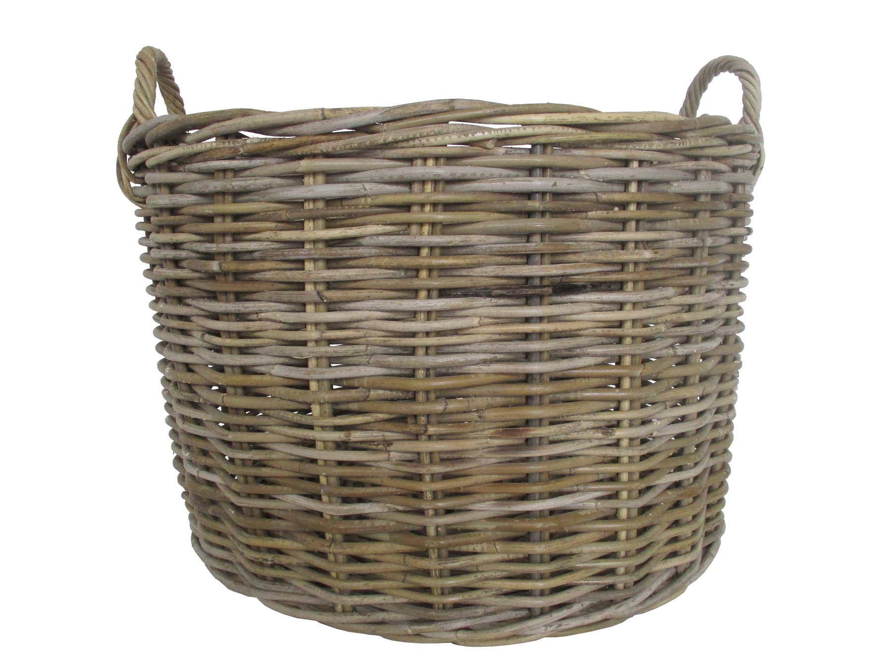 cesto porta  legna in vimini  giunco grey grande manici ritorti