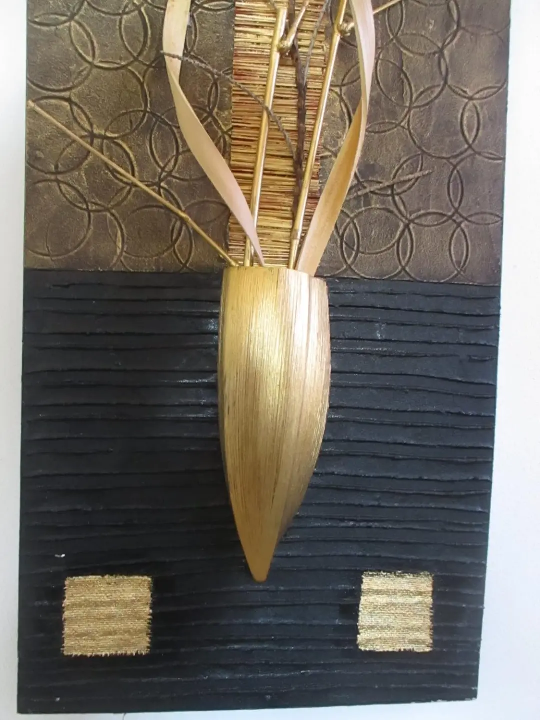 uadro Materico Etnico Moderno "Armonia di Bali" – Pannello in Rilievo 120x45 cm