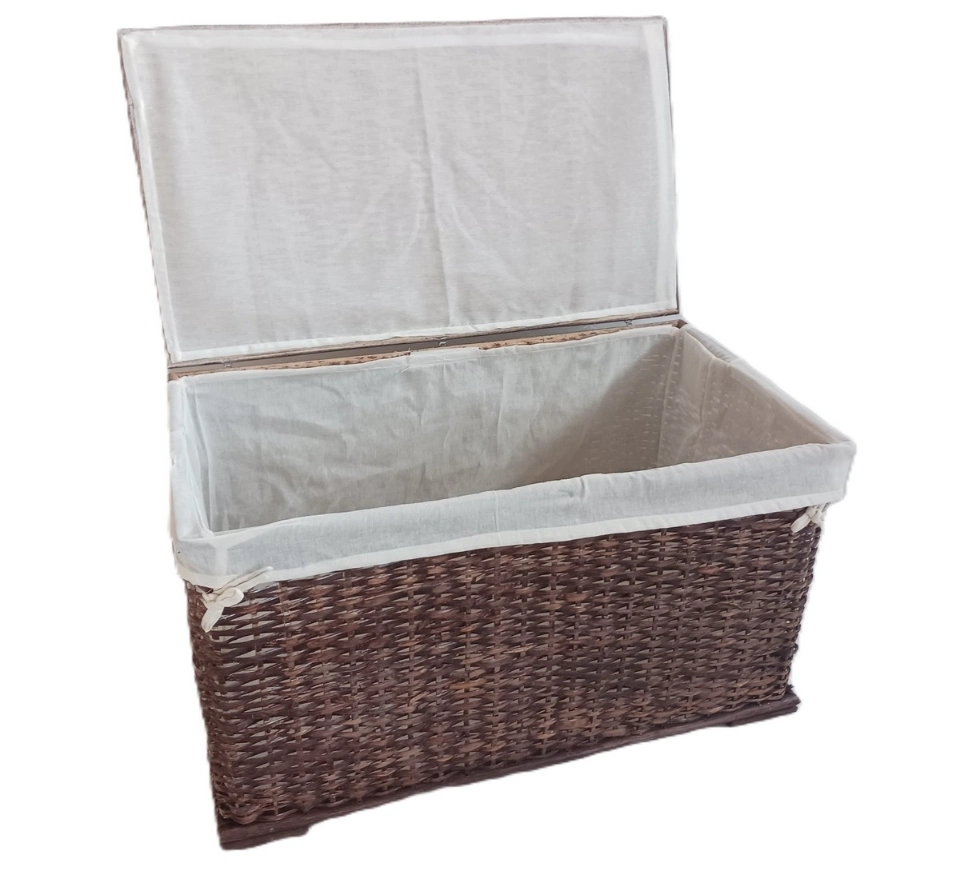 Baule Porta Biancheria in Rattan Noce Cm 77x45x45 H - 5