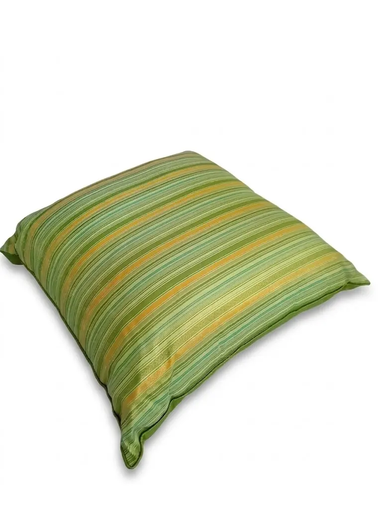 Cuscino D'Arredo in Cotone Cangiante a Righe Verdi e Oro - 70x70 cm
