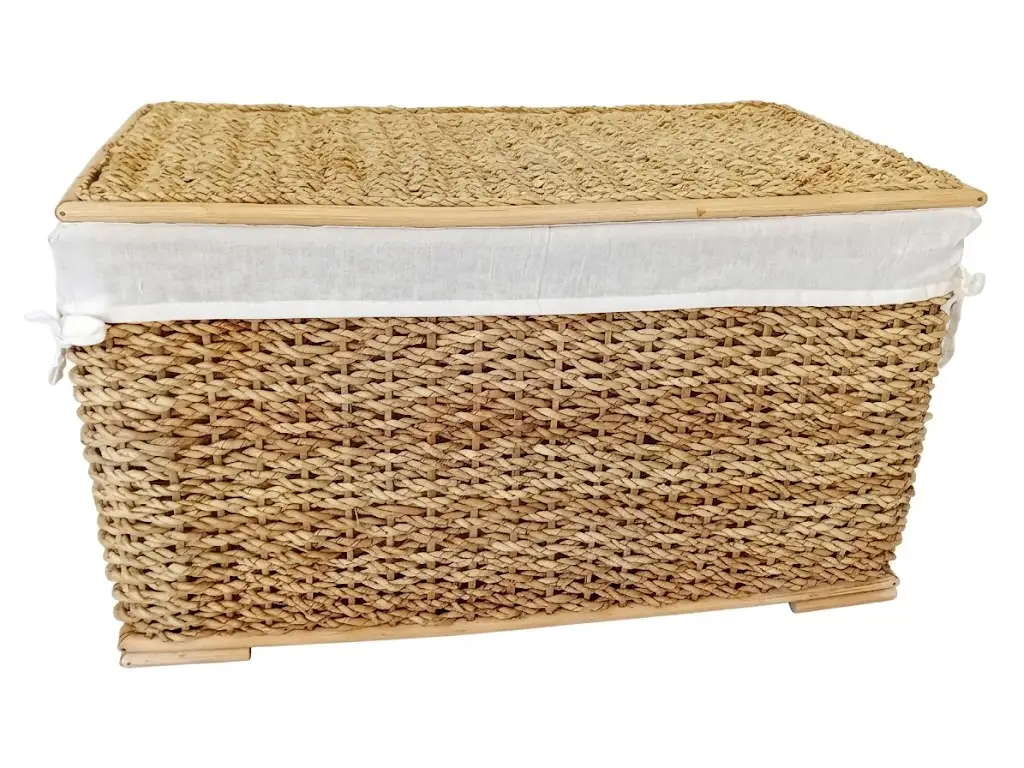 Cesto  Baule cm 68x40x40 H Portabiancheria in Vimini Rattan  – Cesto Fatto a Mano