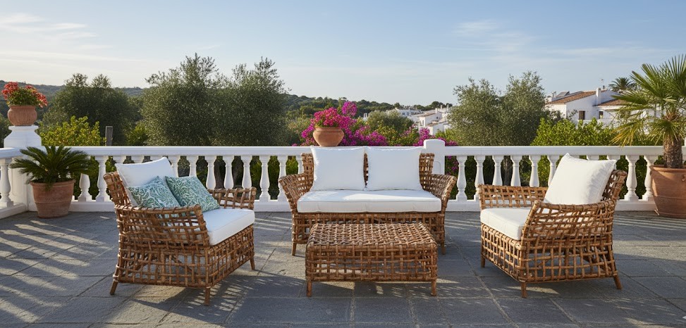 Salotto Tahiti – Set Luxury in Rattan a Intreccio Largo