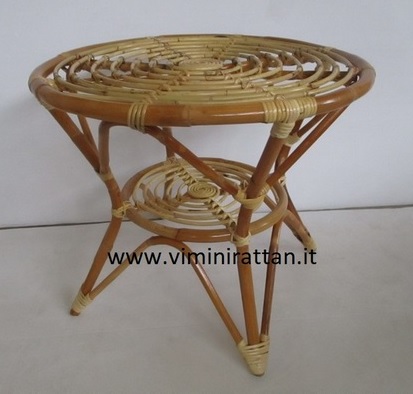 tavolino rattan naturale rotondo cm 65x60 H art ck1010/g - 3
