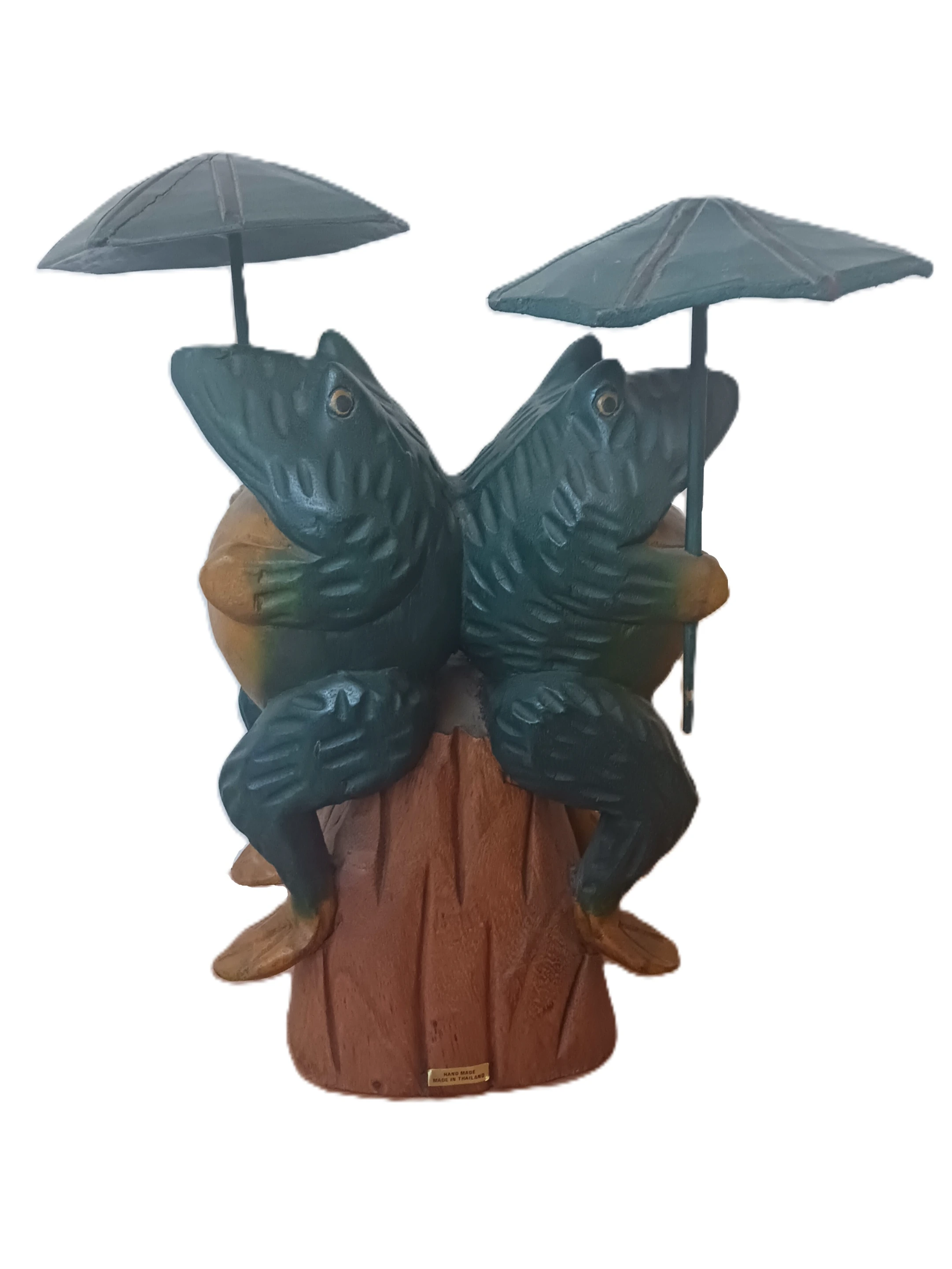 Scultura Artigianale "Rane Portafortuna" – Legno Massello Scolpito a Mano