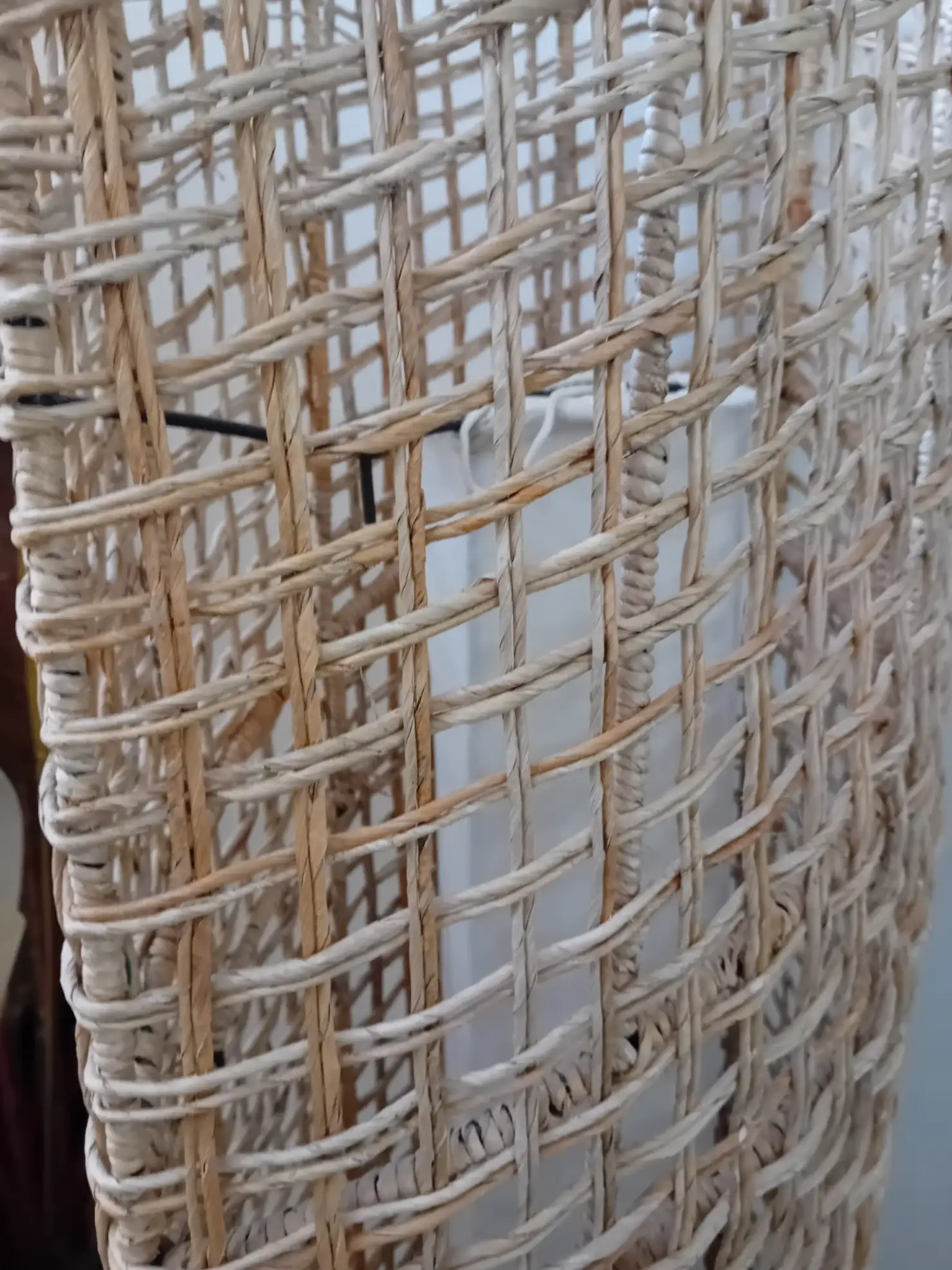 Lampada da Terra a Cilindro in Rattan Intrecciato, H 200 cm - Doppia Luce - 4