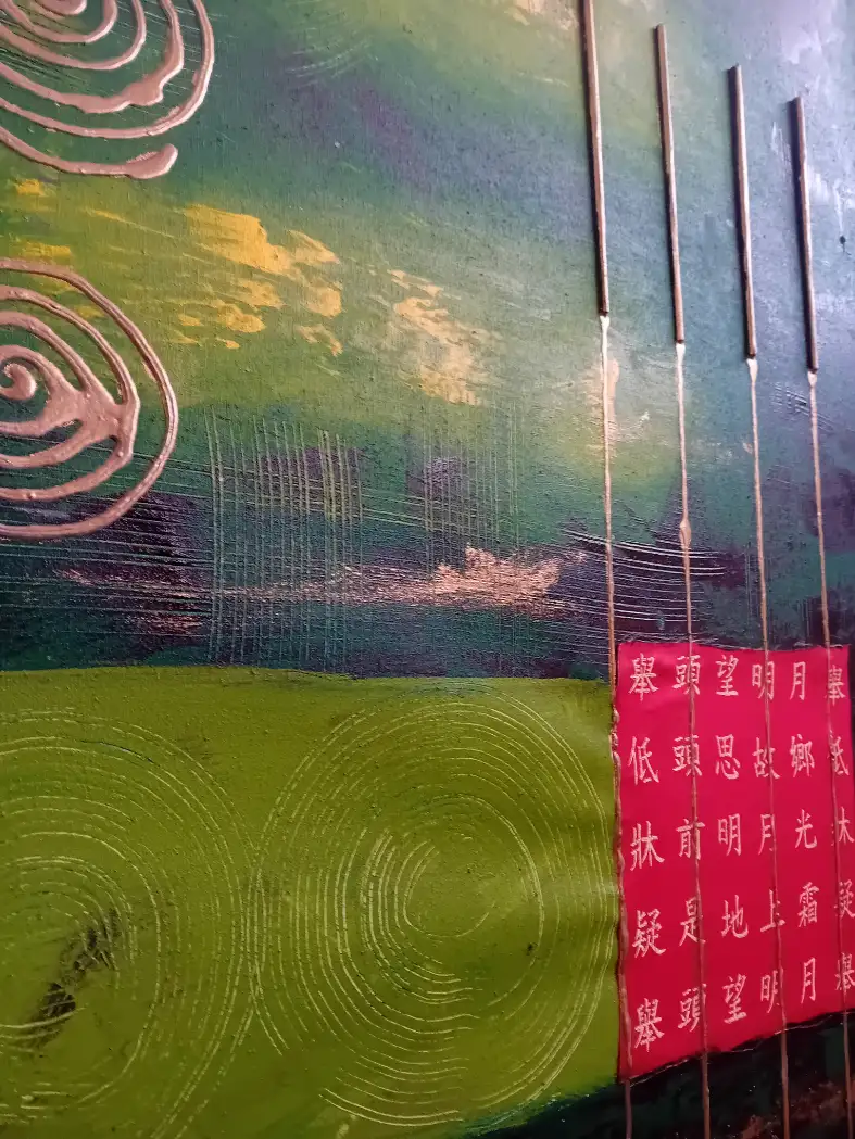 Quadro Astratto Batik "Natura Orientale" – Dipinto a Mano in Rilievo a Bali 120x102 cm - 3