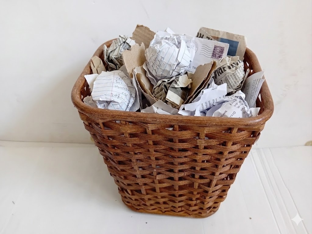 cesto getta carta in vimini rattan