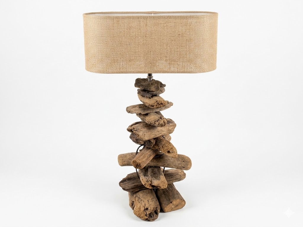 lampada con legno riciclato