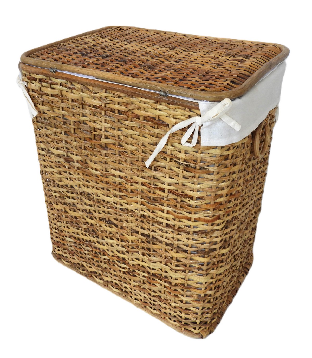 Cesto Porta Biancheria in Rattan Naturale Cm 45x32x53 H - 4