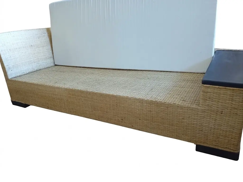 Divano cm 220x88x74h Dormeuse Artigianale in Rattan e Legno Teak con Cuscino Sfoderabile - 4