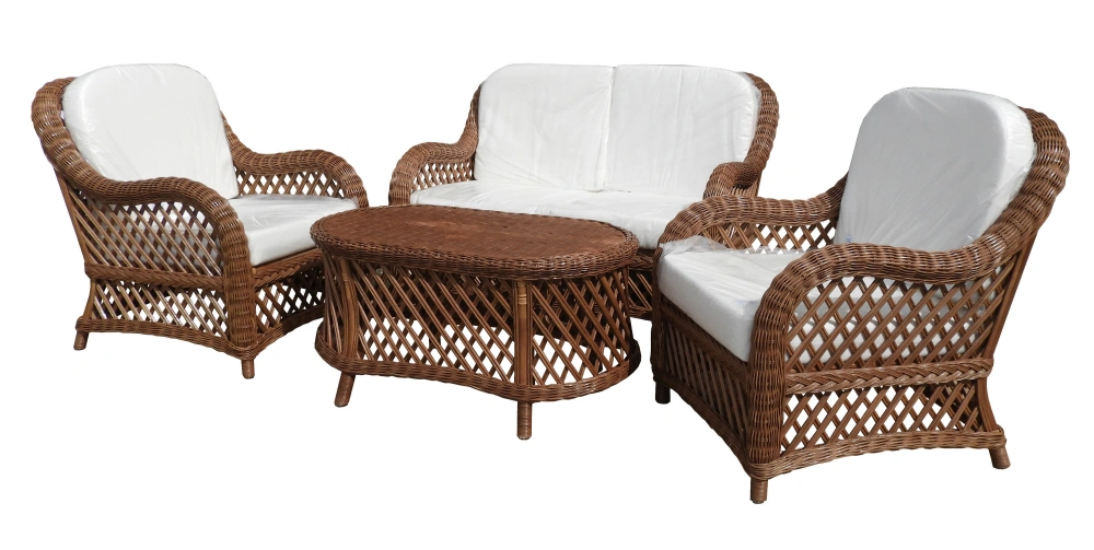 Salotto rattan naturale vimini Crystal Noce 4 posti