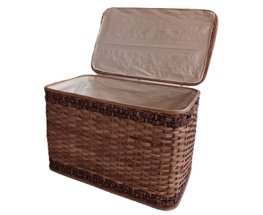 Baule Portabiancheria in Rattan Noce chiaro Cm 68x42x44 H - 4