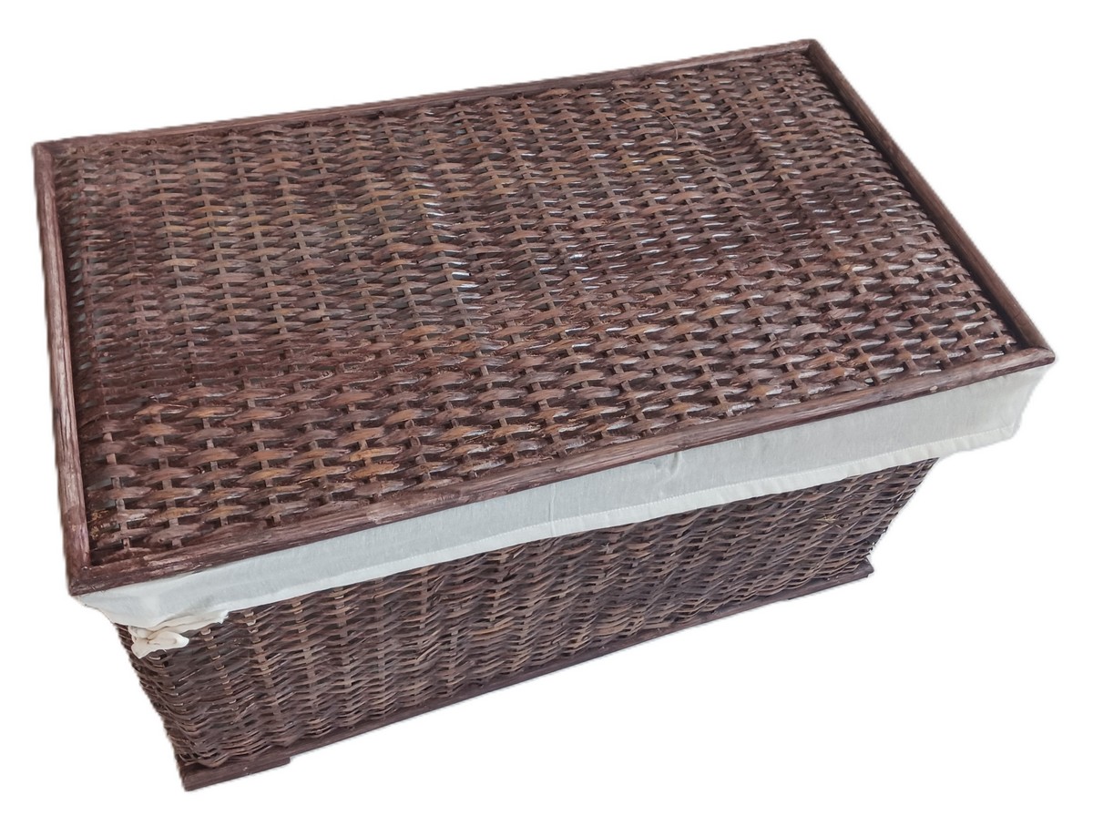 Baule Porta Biancheria in Rattan Noce Cm 77x45x45 H