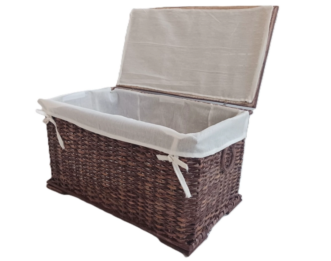 Baule Porta Biancheria in Rattan Noce Cm 61x34x34 H