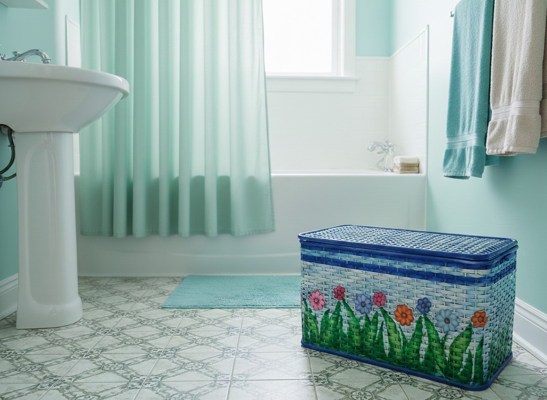 Baule Multiuso in Rattan Naturale – Porta Biancheria e Porta Giochi Cm 72x39x40 H