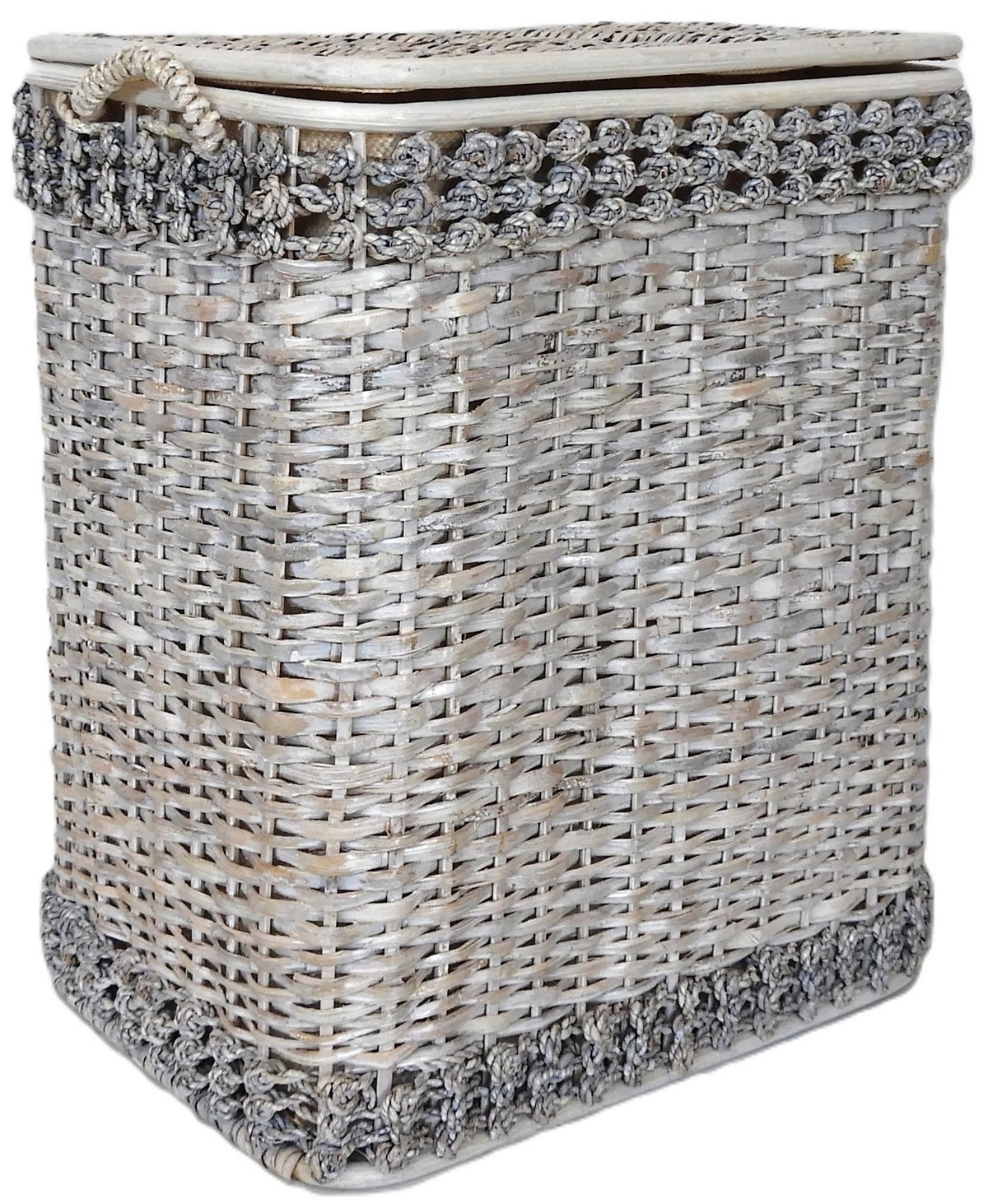Cesto Porta Biancheria Decapato in Rattan e Banano Cm 49x34x60 H