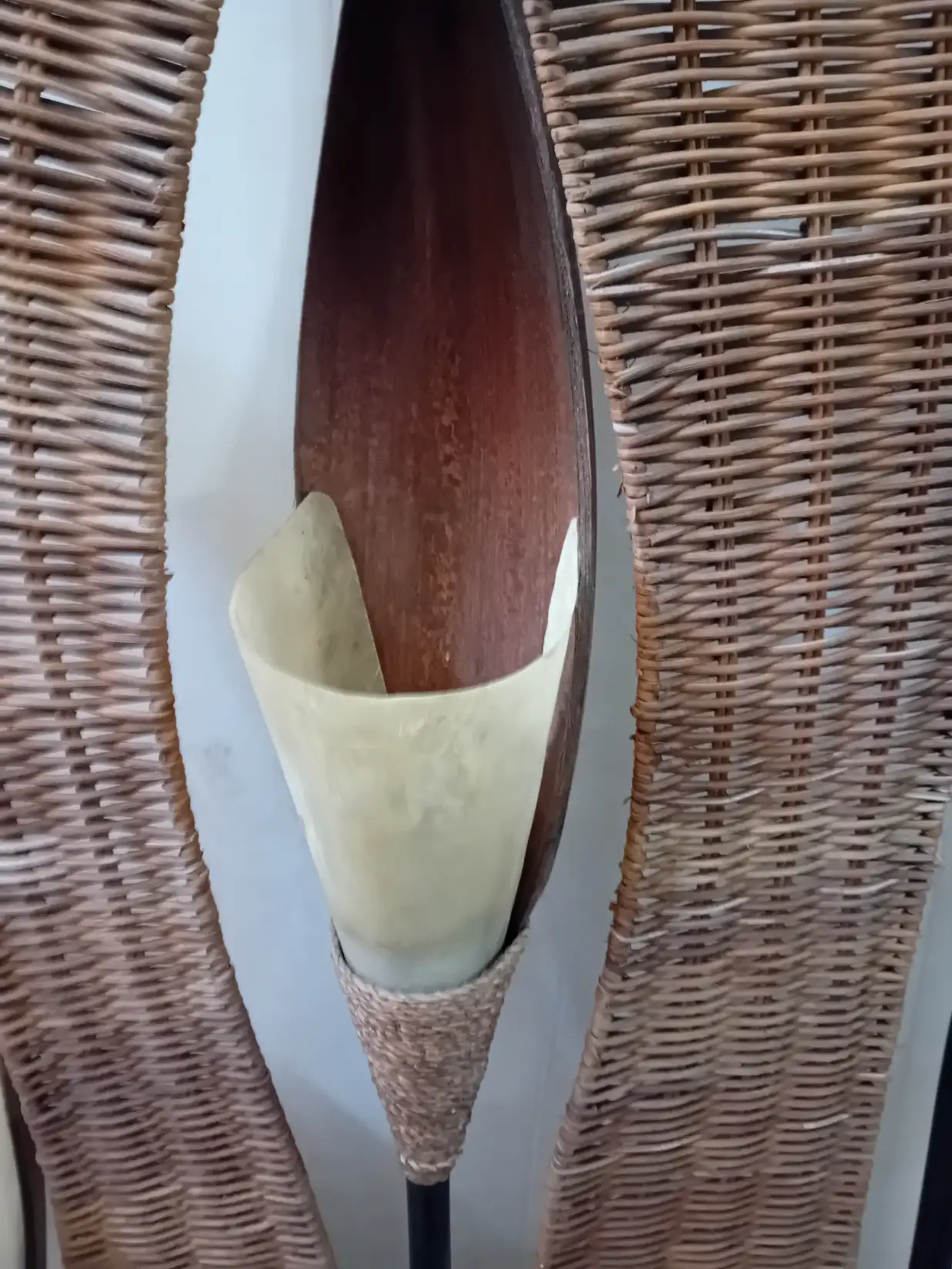 Lampada Paravento in Rattan e Metallo 100x200 cm - 4