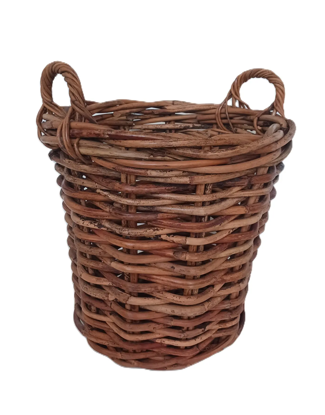 cesto porta legna vimini rattan cm 50x51 H con manici cm 60 H