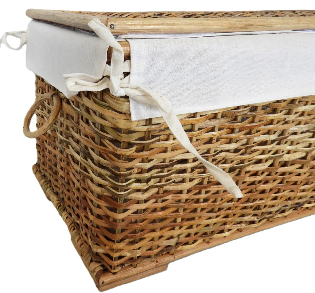 Baule Porta Biancheria in Rattan Naturale Cm 60x33x34 H - 3