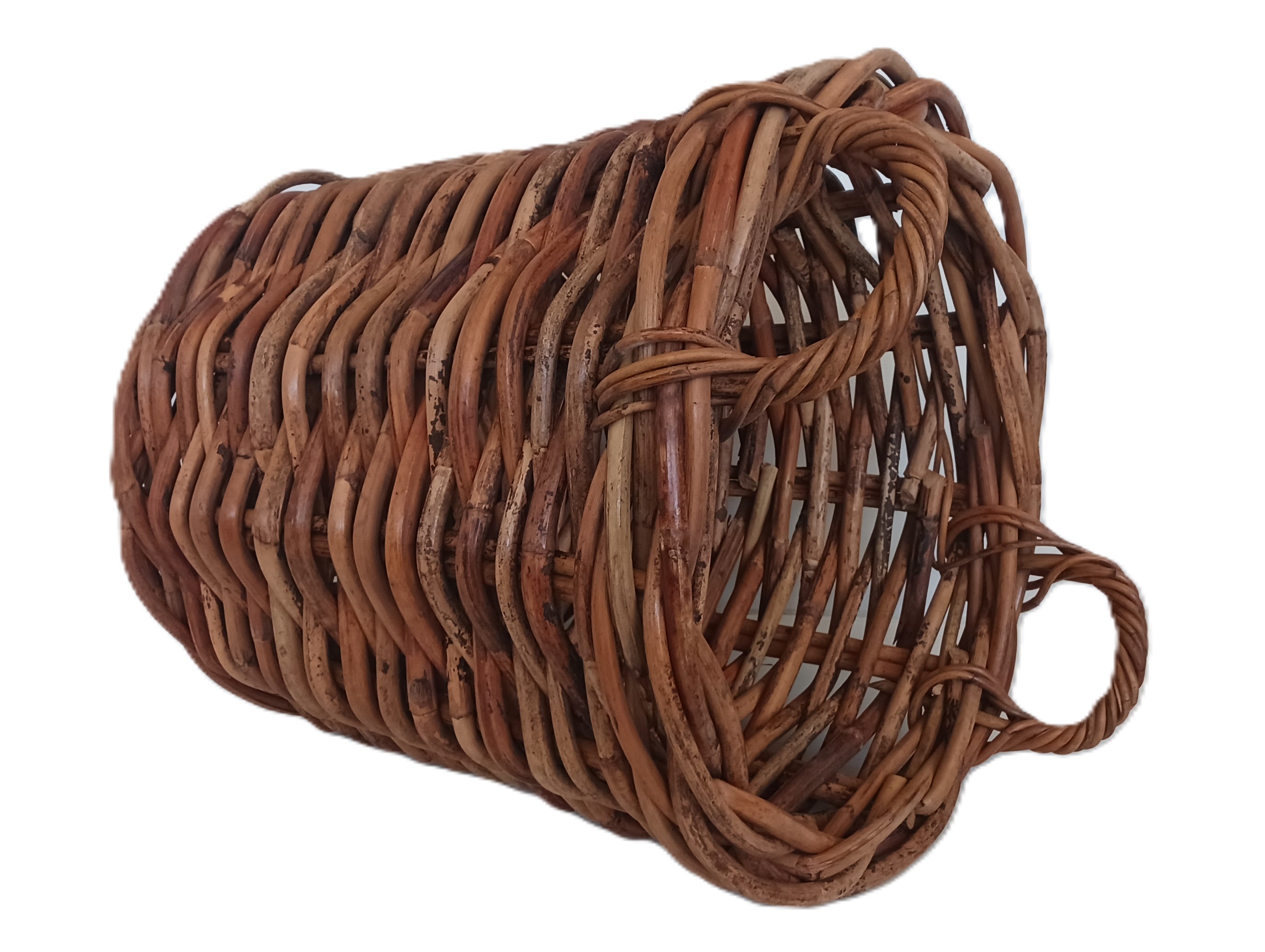 porta legna vimini rattan cm 50x51 H con manici cm 60 H