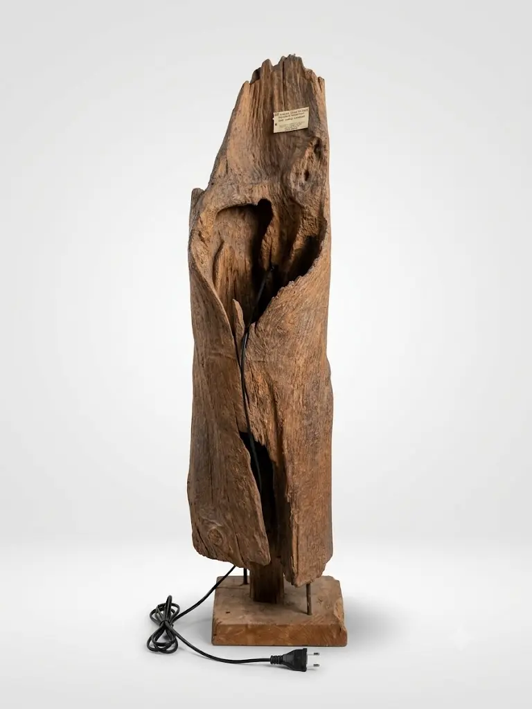 Lampada da Terra Scultorea in Legno di Recupero - 3
