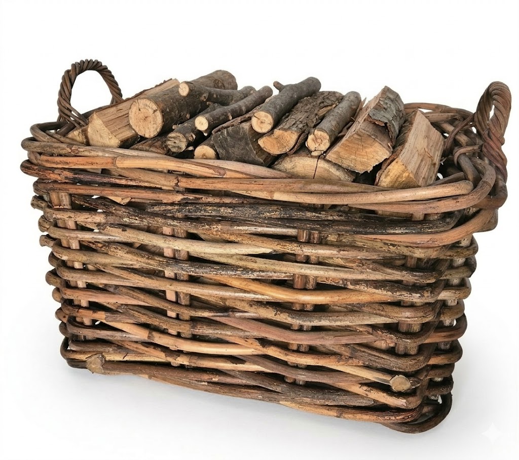 porta legna rettangolare in vimini cm 75x50x43 H con manici cm 51