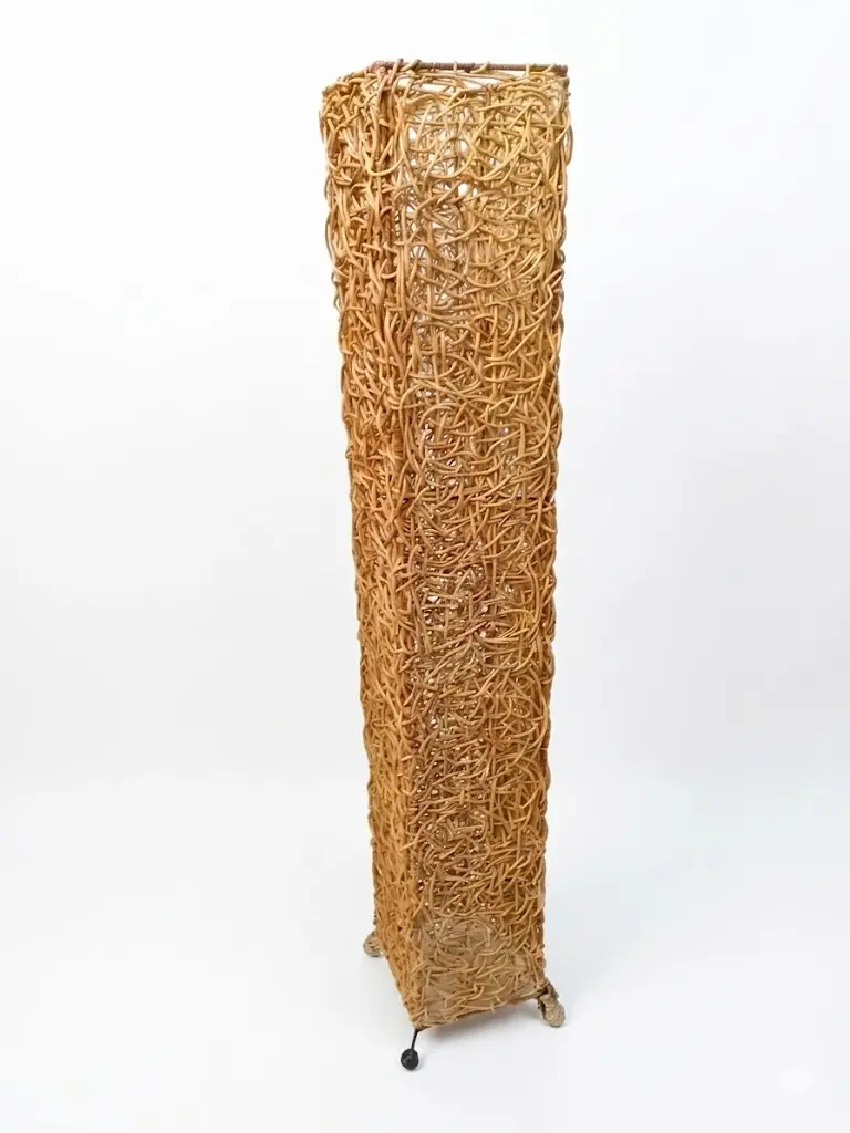 Lampada a Terra in Rattan Intrecciato, 2 Punti Luce - Altezza 155 cm