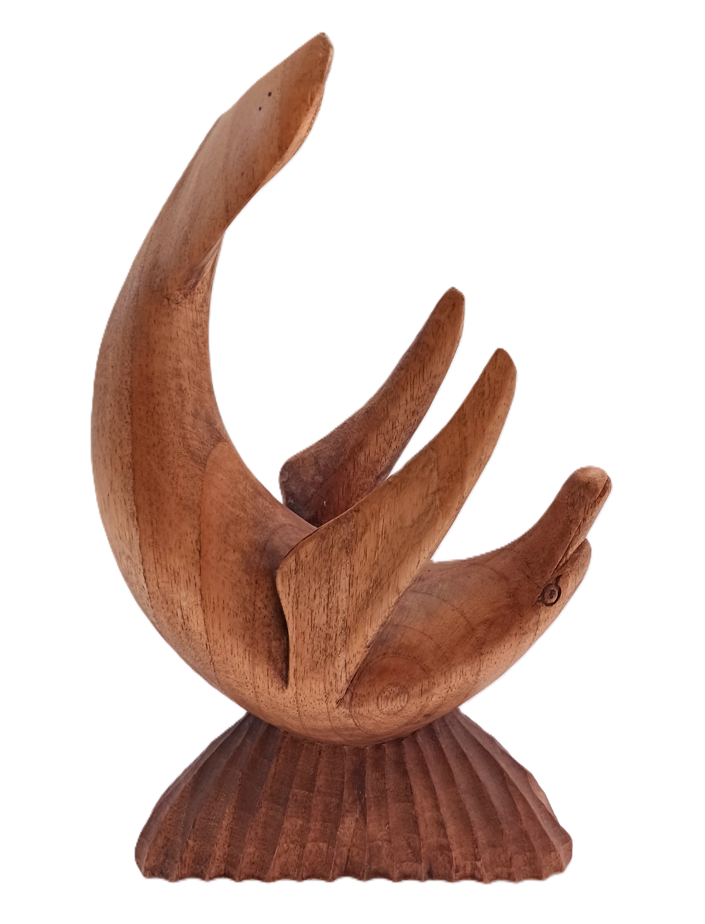 Scultura "Delfino in Salto" – Legno Massello Intagliato a Mano - 3