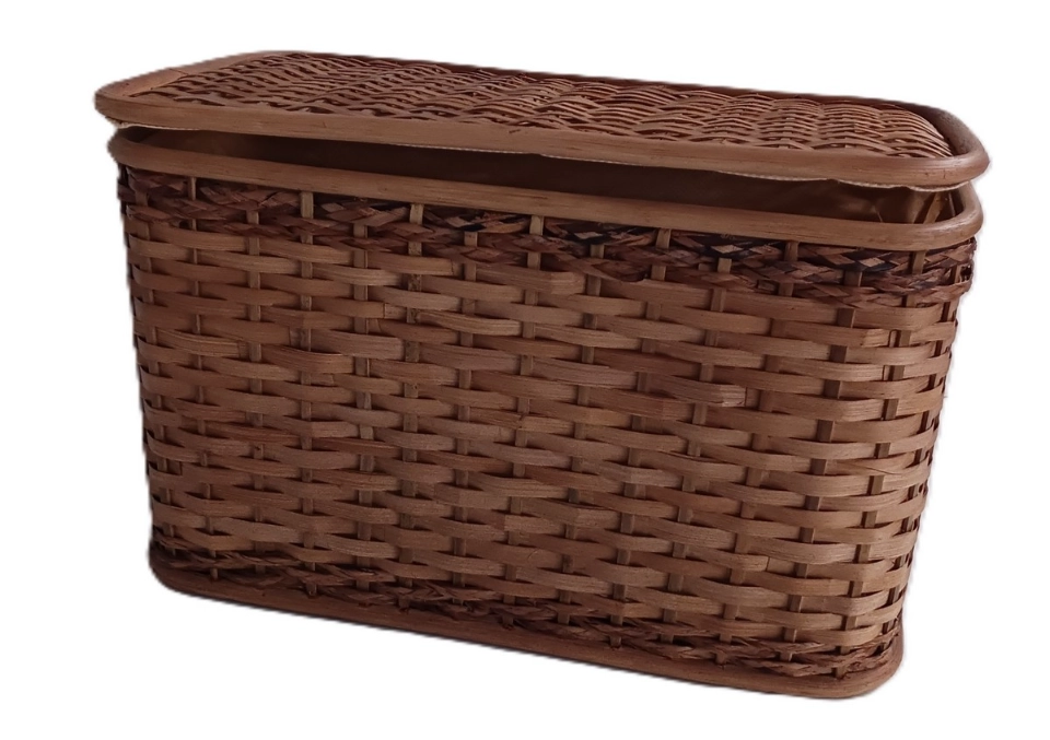 Baule Portabiancheria in Rattan Noce chiaro Cm 54x32x35 H - 4