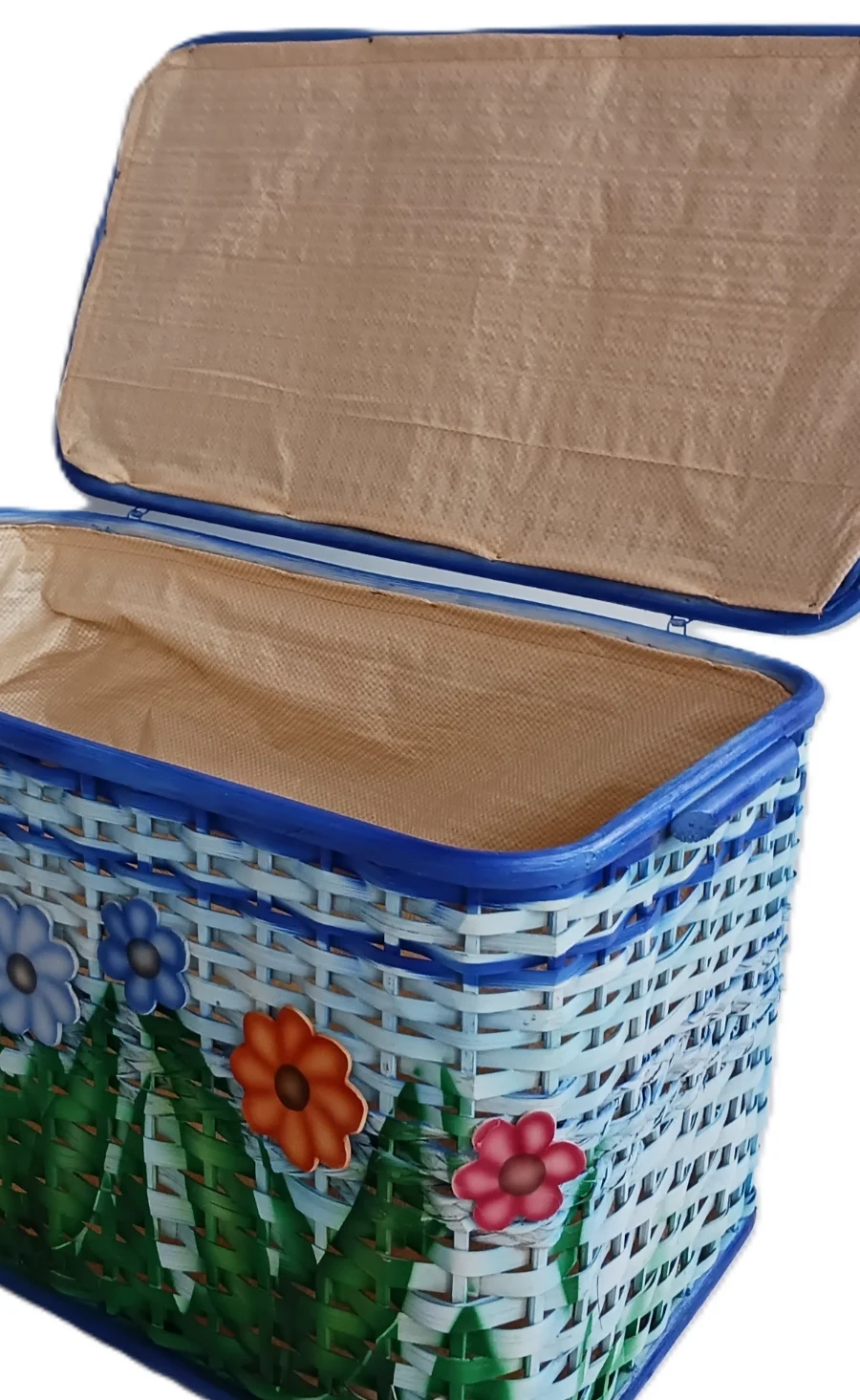 Baule Porta Biancheria e Porta Giocattoli in Rattan colorato 64x33x35 H - 3