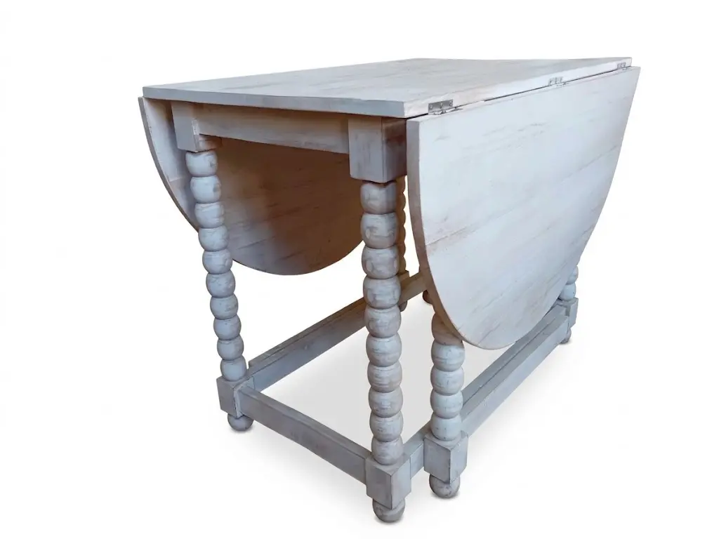 Tavolo Pieghevolecm  90x63/157  in Legno Decapato Bianco con Gambe Torcite - 4