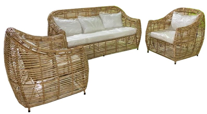 Salotto Morea - Set Premium in Rattan naturale  Intrecciato