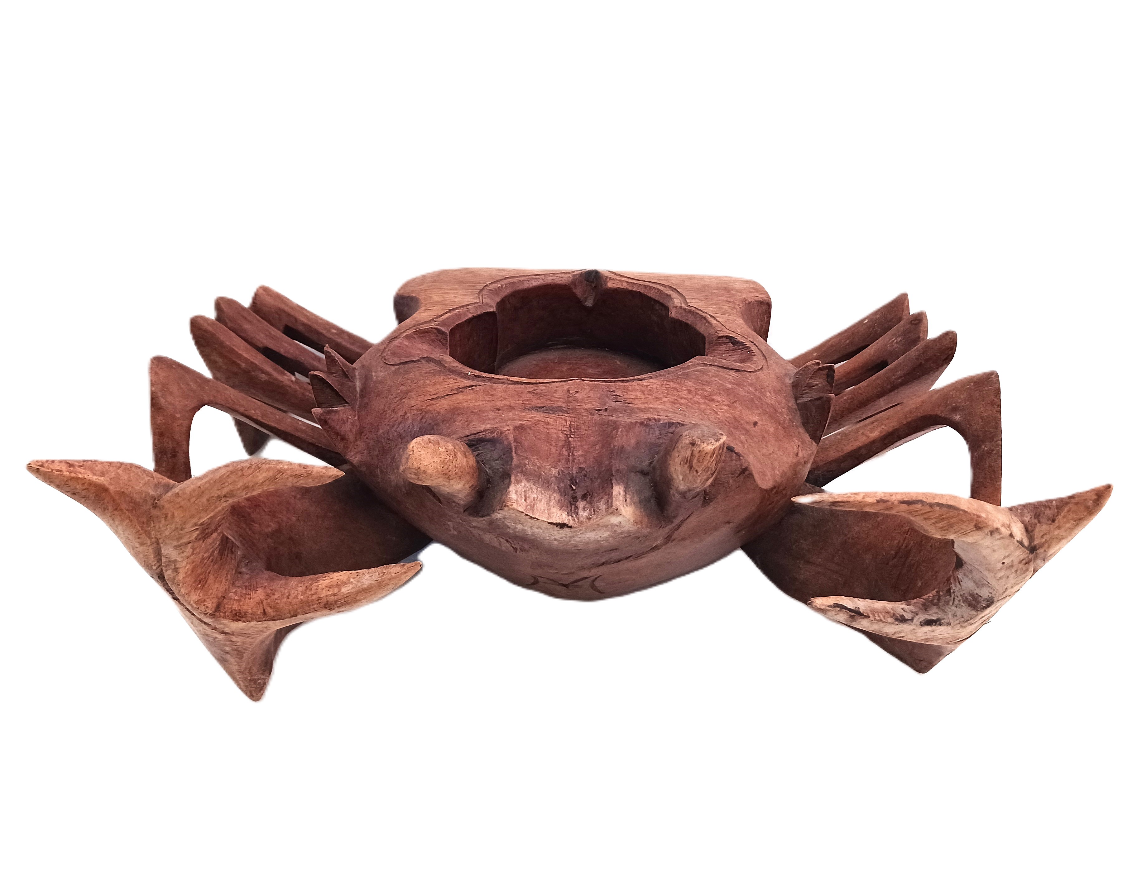 Scultura Artigianale - Posacenere "Granchio" in Legno Massello