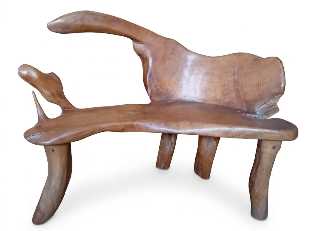 Divano Panca Scultorea in Legno Massello Sagomato – 130x60x100 cm