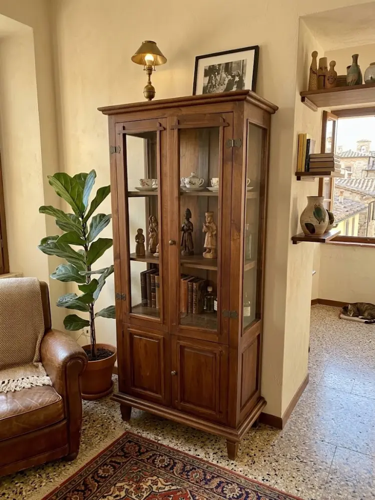 Vetrina 2 Ante in Legno Massello con Vetri Laterali cm 86x42x161h