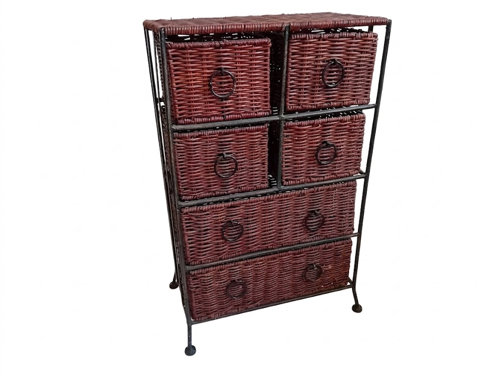 cassettiera rattan naturale 6 cassetti cm 38x20x63 H