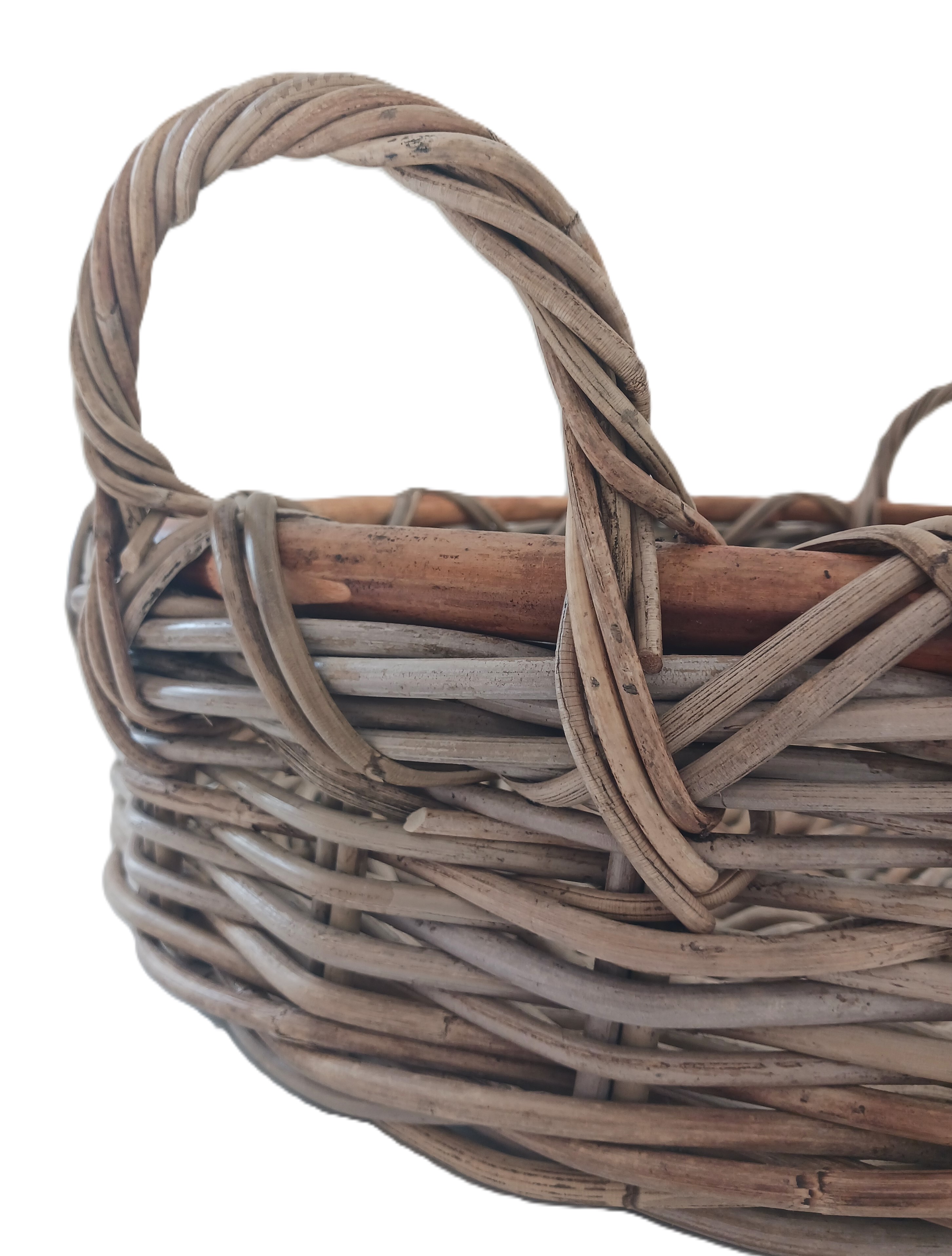 cesto espositore vassoio in vimini cm 70x56x14 H con manici cm 23