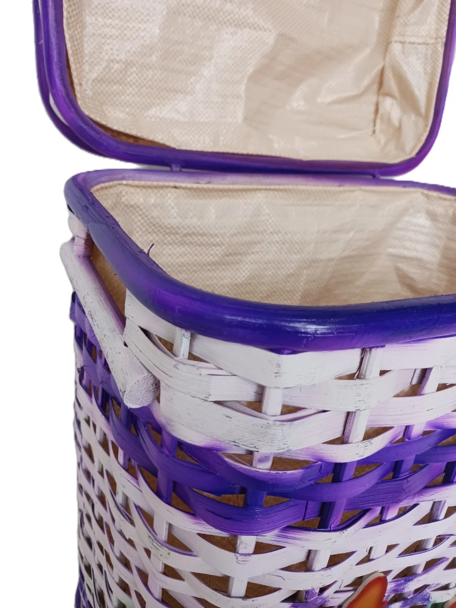 Cesto porta biancheria/giocattoli in Rattan Viola lavanda Cm 40x26x48 H - 3