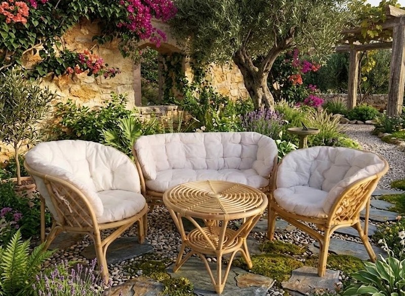 Salotto rattan naturale vimini Bahama Naturale